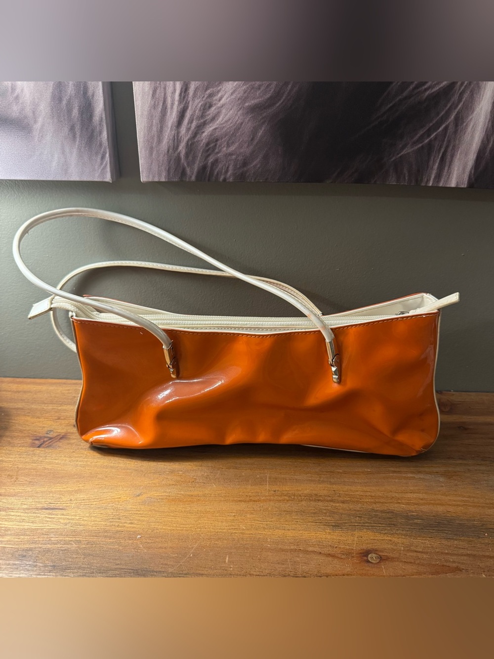 Mad By Design Orange and White Vintage Shoulder Bag